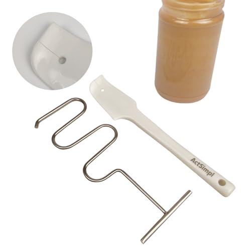 ActSimpl Stainless Steel Peanut Butter Stirrer with Silicone Scraper Tool