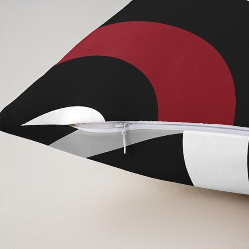 Modern Abstract Red Black White Pillow Covers - Set of 2, 16x16
