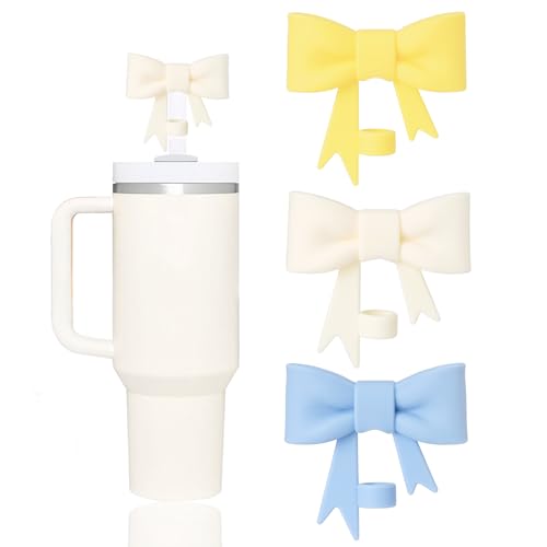 Cute Silicone Bow Straw Covers for Stanley 30/40 oz Tumbler (3 pcs)