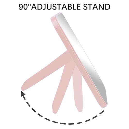 Pink 8-Inch Foldable Makeup Mirror with Stand - Dual-Purpose