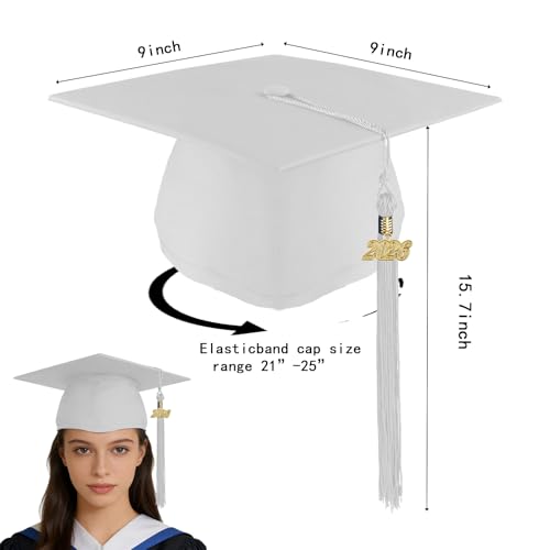 Matte Black Graduation Cap with Tassel - Adjustable for Adults