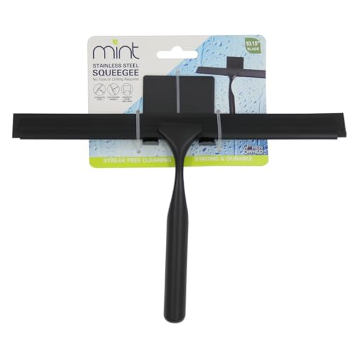 J&V TEXTILES 10-Inch Stainless Steel Shower Squeegee - Black