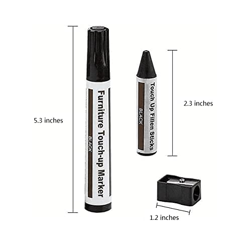 Wood Furniture Repair Kit - Touch Up Markers & Wax Sticks for Scratches & Discoloration