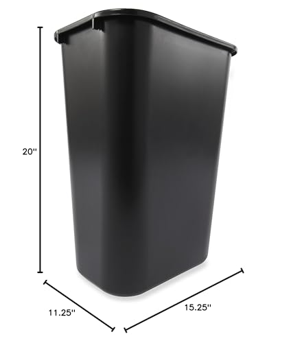 Rubbermaid Commercial Deskside Trash Can, 10.25-Gallon, Black, 12-Pack