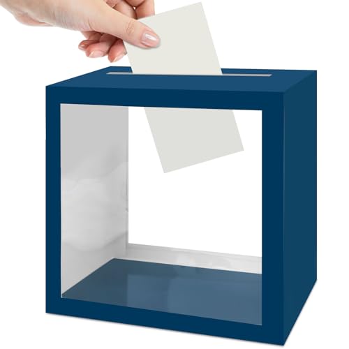 Blue Wedding Card Box with Clear Window - 9x5.1x9 Inch
