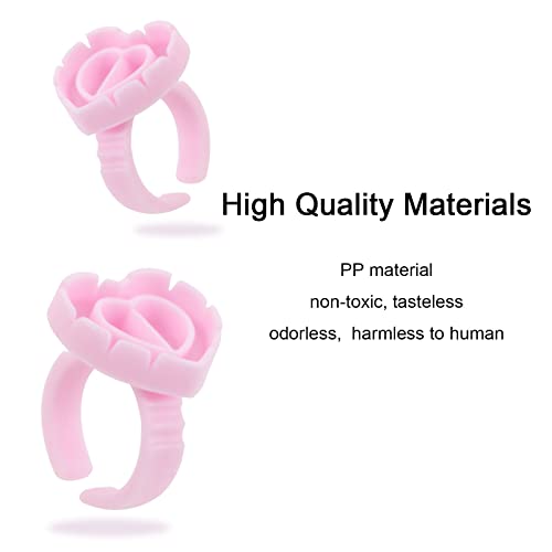 Disposable Lash Glue Rings for Eyelash Extensions 100 Pcs Pink