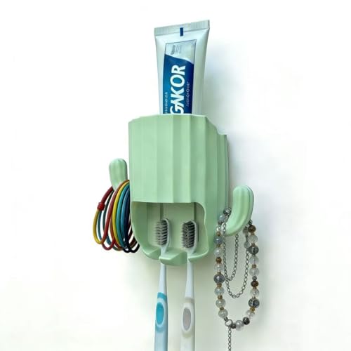Cute Cactus Toothbrush Holder - Wall Mounted Kids Bathroom Organizer