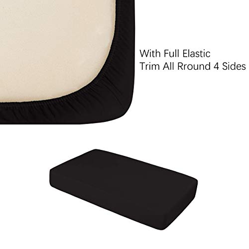 NTBAY Microfiber Crib Fitted Sheet, 28 x 52 Inch, Black