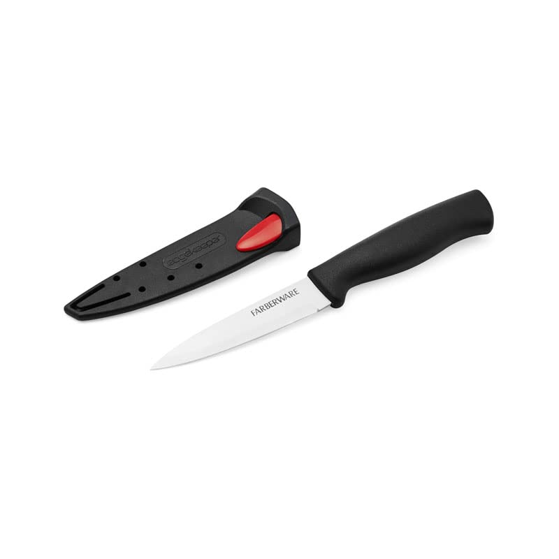 Farberware 3.5-Inch Paring Knife with Self-Sharpening Blade - Black