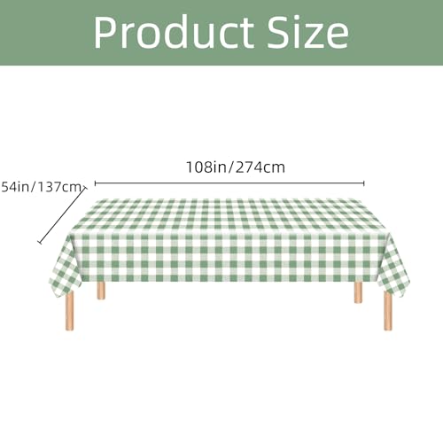 Green Gingham Tablecloth - 54x108 Inch Disposable Party Cover