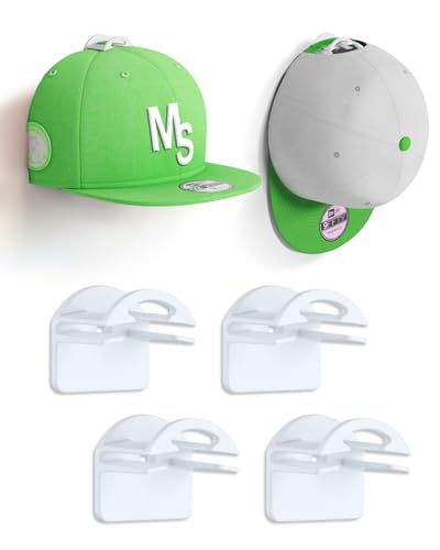 MSKEI Adhesive Hat Hooks - Wall-Mounted Baseball Cap Hanger (4-Pack)