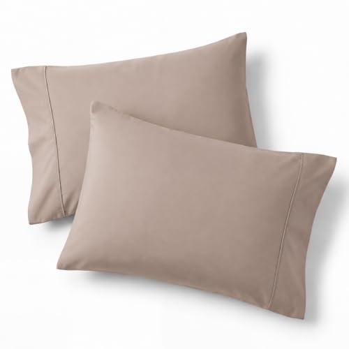 Bedsure Queen Pillow Cases Set of 2 - Khaki Microfiber, 20x30 Inches