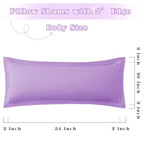 Homiest Light Purple Body Pillow Sham, 2-Inch Flange Microfiber