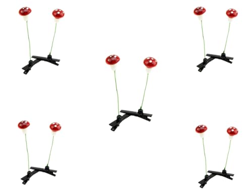5 Pair Red Mushroom Bean Sprout Hair Clips Barrettes for Women