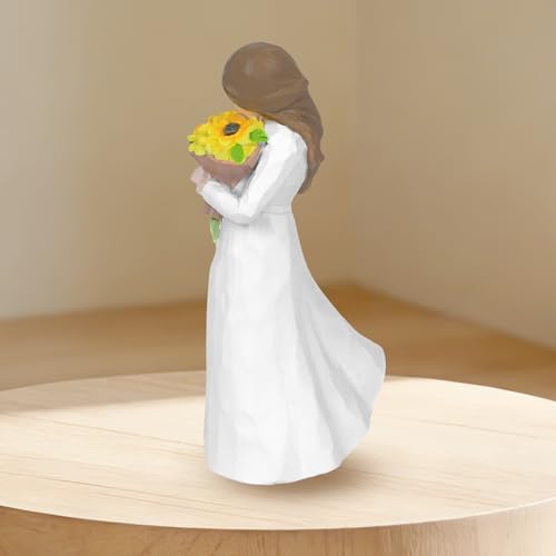 Sunflower Figurine Gift for Women, 5.7-Inch Hand-Painted Desk Decor