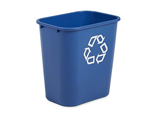 Rubbermaid Commercial 7-Gallon Deskside Recycling Can - Blue, 12-Pack