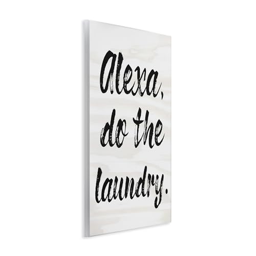 Stupell Industries Alexa Do The Laundry Black and White Brush Typography Wall Plaque Art, 12 x 18, Proudly Made in USA