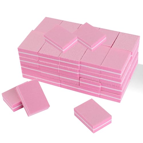Mini Nail Buffer Blocks 45 Pack - 100/180 Grit Pink Sponge Files