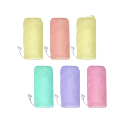 Exfoliating Mesh Soap Pouch & Bubble Net 6-Pack with Drawstring