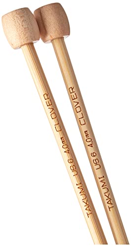 Clover Takumi Bamboo Single Point Knitting Needles - Size 6 (4.0mm), 9-Inch