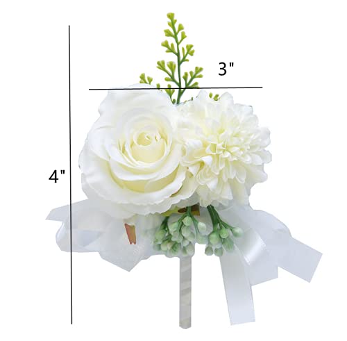 Blue Artificial Corsage and Boutonniere Set - Silk Rose & Carnation
