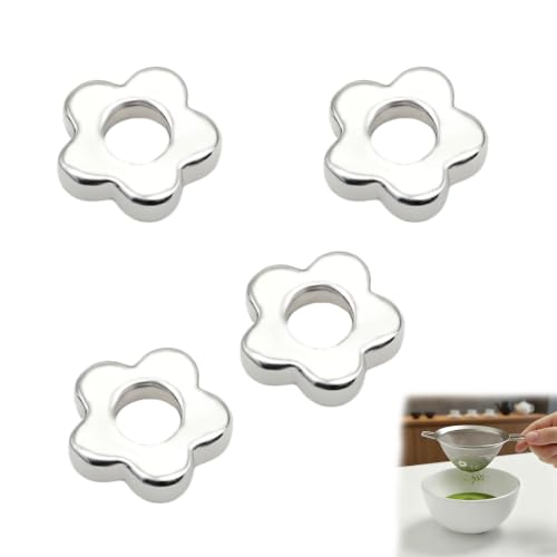 Matcha Sieve 4-Pack Flower-Shaped Stainless Steel Fine Mesh Sifters for Tea & Baking