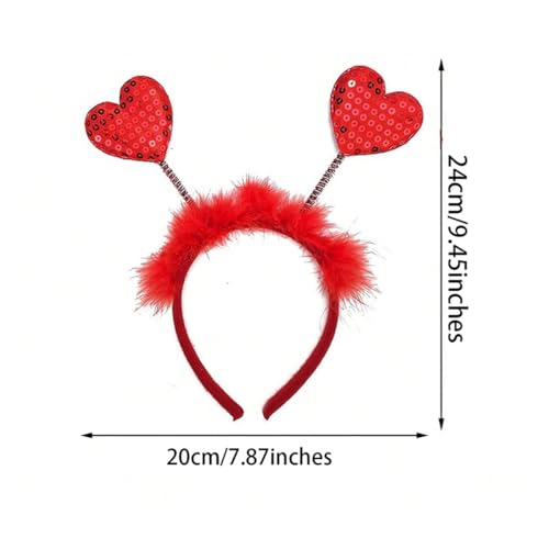 Red Sequin Heart Headband Valentine Day Love Hair Bopper Accessory
