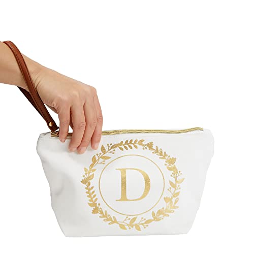 Glamlily Canvas Makeup Bag Initial D Monogram Travel Cosmetic Pouch