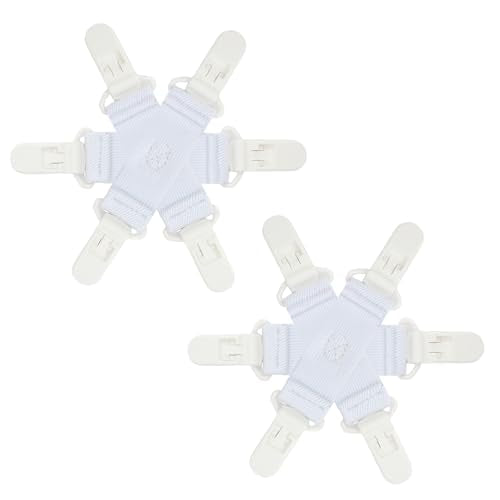 Bed Sheet Detangler with 6 Clips - White, 2 Pcs for Duvets & Blankets