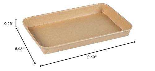 Matsuri Vision 9.5 x 6 x 0.9 Inch Sushi Trays, 100 Greaseproof Sushi Packaging Boxes - Lids Sold Separately, Disposable, Kraft Paper Sushi Containers, For Appetizers Or Desserts - Restaurantware