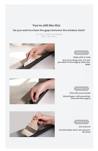 2-in-1 Window Track Cleaning Brush with Detachable Microfiber Head