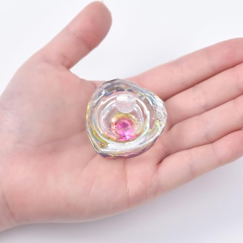 Glass Nail Dappen Dish with Lid Heart Shape Acrylic Liquid Powder Cup