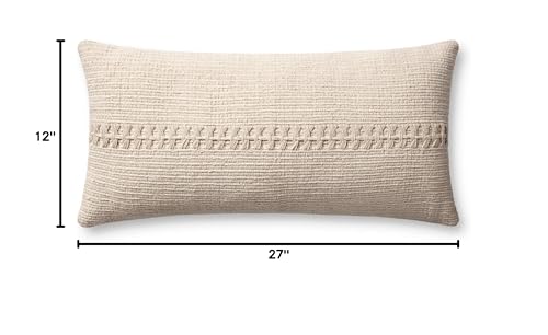Loloi Chris Loves Julia Harvey Collection PCJ0018 Ivory 12'' x 27'' Cover w/Poly Pillow