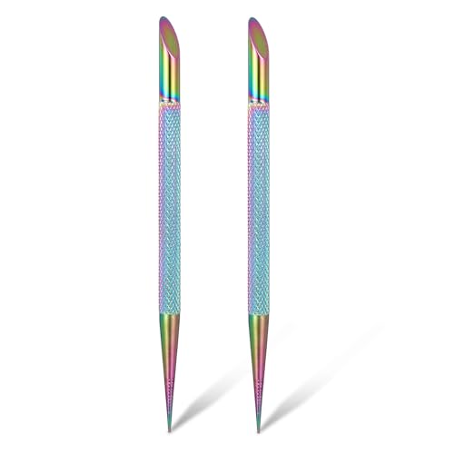 2 Pcs Stainless Steel Cuticle Pusher and Nail Cleaner Tool Set