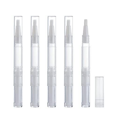 5 Pcs 3ml Empty Twist Pens with Brush Tip for Nail Oil and Lip Gloss