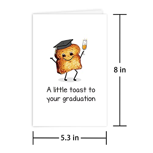 Leinessy Cute Toast Graduation Card with Envelope - 8x5.3 Inch Pun Card