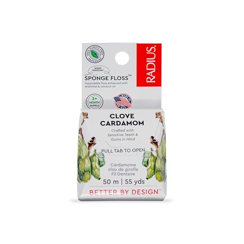 RADIUS Vegan Expanding Sponge Floss, Clove Cardamom, 55yd
