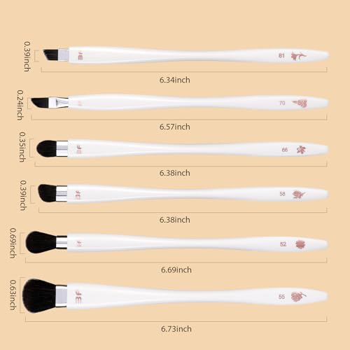BEAUTYFACTOR 6-Piece Eye Shadow Brush Set - Professional Synthetic Makeup Brushes