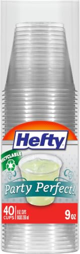 Hefty 9 oz Clear Plastic Party Cups, Shatter-Resistant Disposable, 480 Count