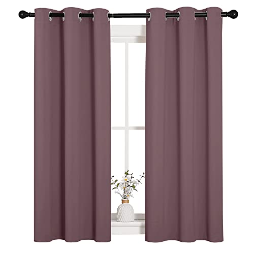 NICETOWN Blackout Curtains 34"W x 54"L - Dry Rose Grommet Panels (Set of 2)