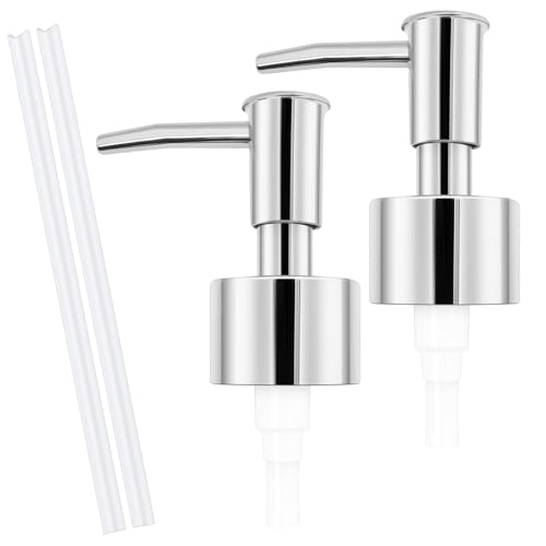 Silver Soap Dispenser Pump Replacement 2-Pack - Universal Fit