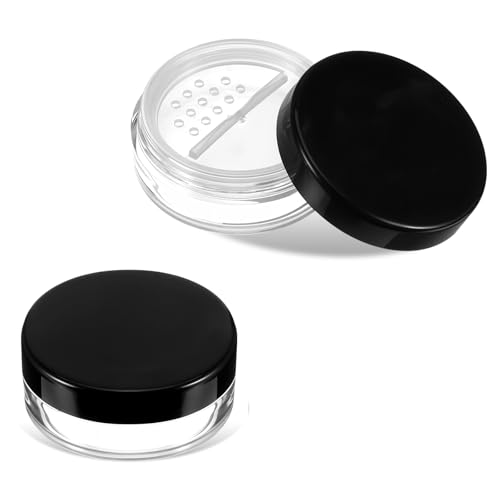 2PCS Travel Loose Powder Container 10ml Refillable Makeup Jar with Sifter