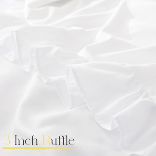 Horbaunal 2-Pack White Ruffle Throw Pillow Covers, 20" x 20" Square Shams