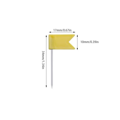 50 Yellow Flag Decorative Push Pins for Office & Travel Maps