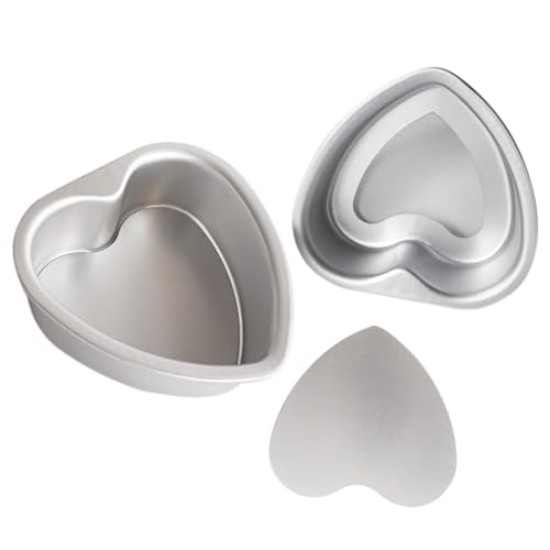 Heluok 4 Inch Heart Shaped Cake Pan Set with Removable Bottom