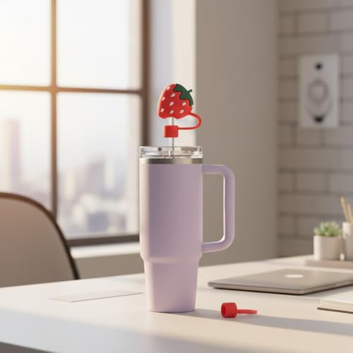 Strawberry Cup Charms & Silicone Straw Toppers for 30-40 oz Tumblers