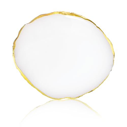 Resin Nail Art Palette Color Mixing Tray with Gilded Edge White