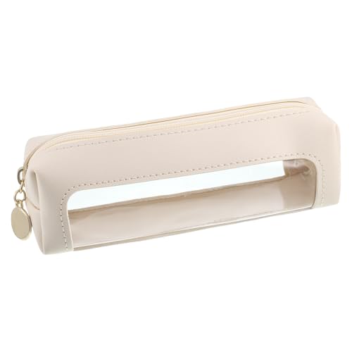 Clear PU Leather Makeup Bag Small Travel Cosmetic Organizer Pouch White