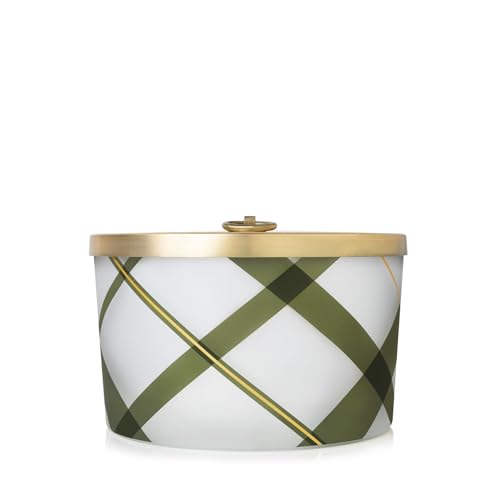 Frasier Fir Scented Candle 18 Oz - Frosted Plaid 3-Wick Home Decor
