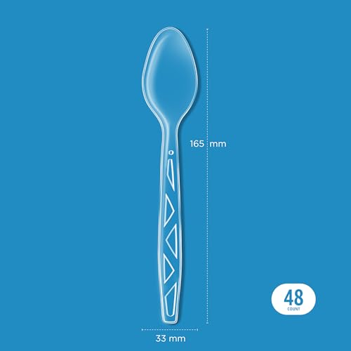 Premium Clear Plastic Spoons - 48 Count for Parties & Events